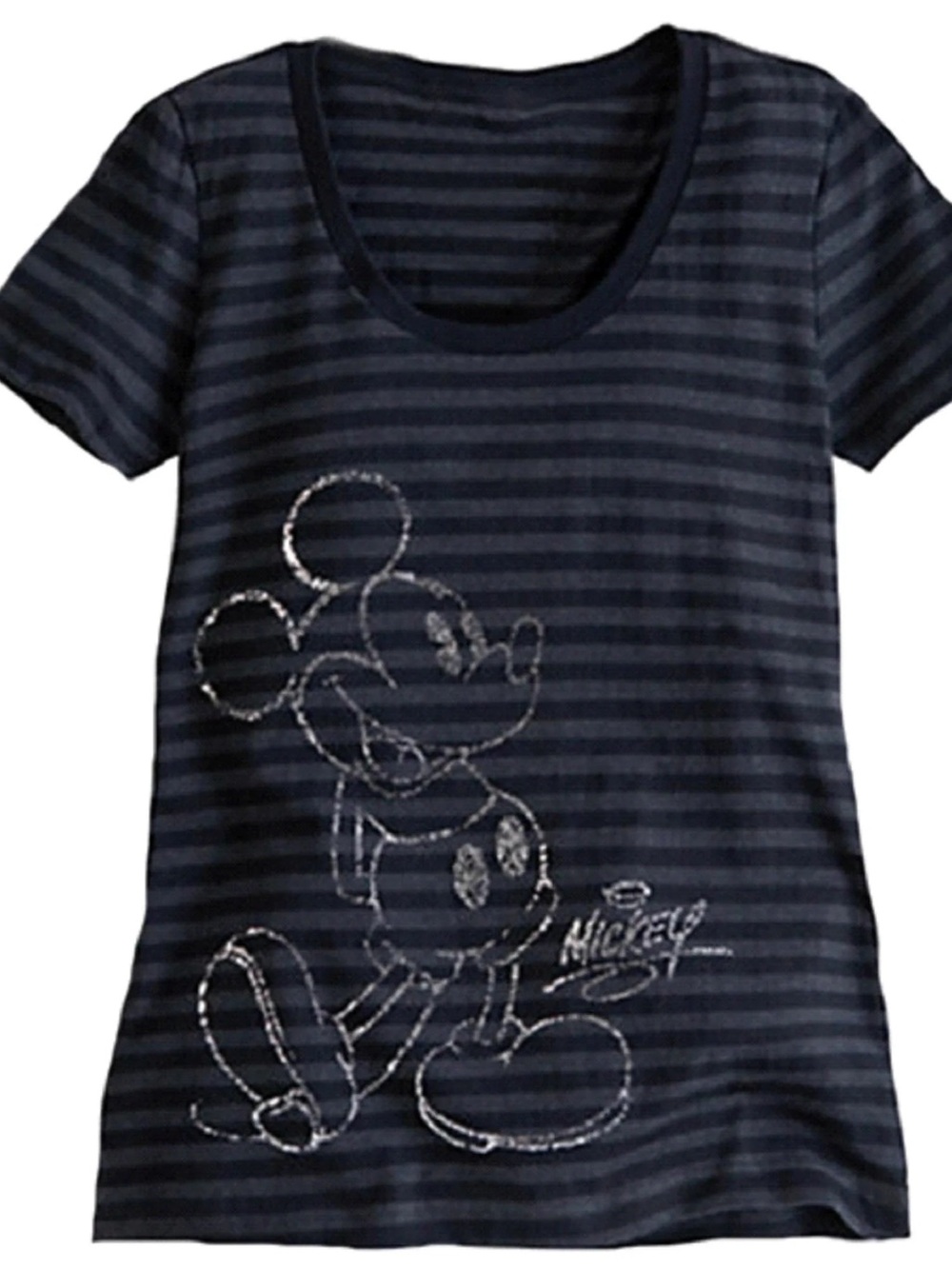 Disney Store Y2K Mickey Mouse Striped Fitted Tee